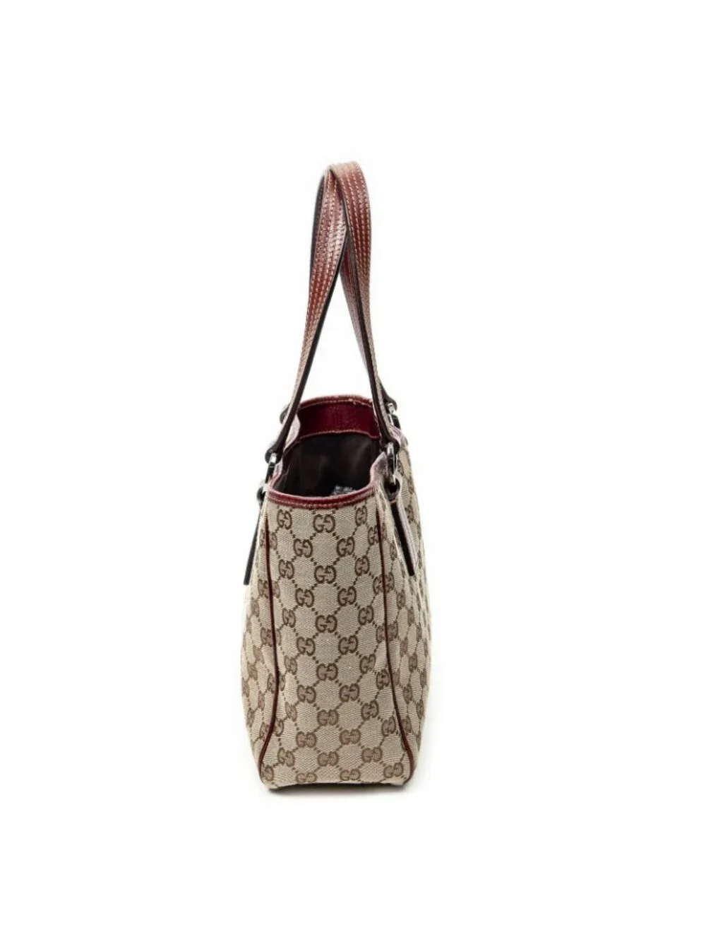 Gucci Small Shoulder Tote Maroon Beige GG Canvas